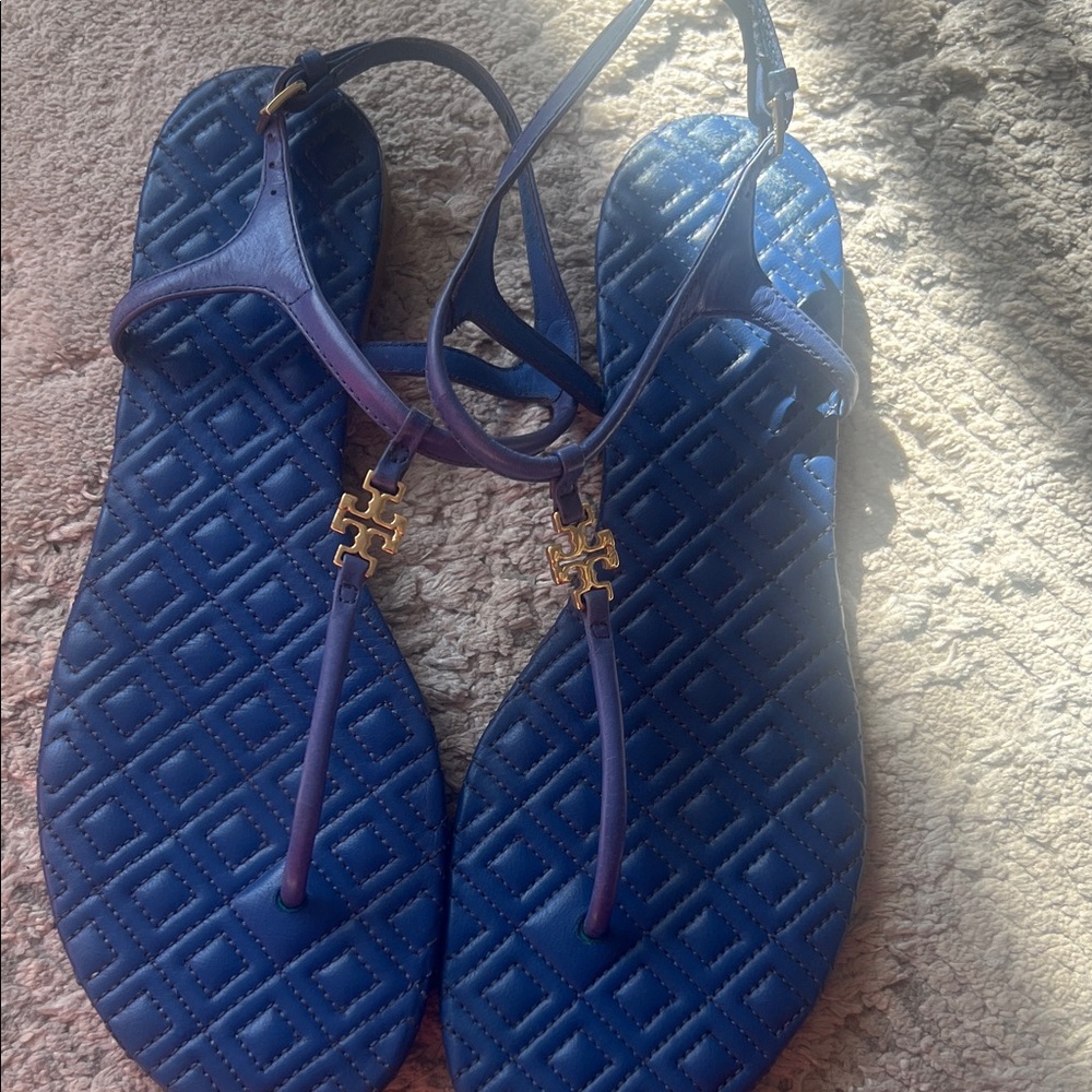 Tory Burch Quilted Blue Sandals